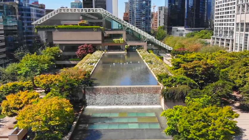 Robson Square, Vancouver, Canada, by Cornelia Hahn Oberlander and Arthur Erickson