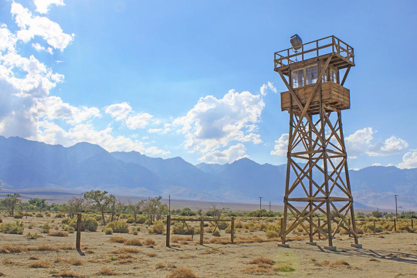 CA_Lonepine_ManzanarRelocationCenter_ManzanarGuardTower_2018_ChrisAustin_02_cropped.jpg A guard tower at Manzanar Relocation Center at Lonepine, CA