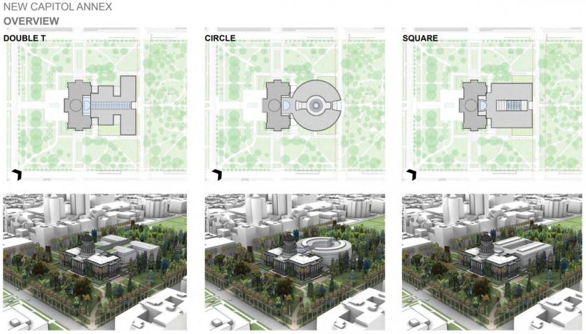 Three options proposed for the redesign of California State Capitol Park