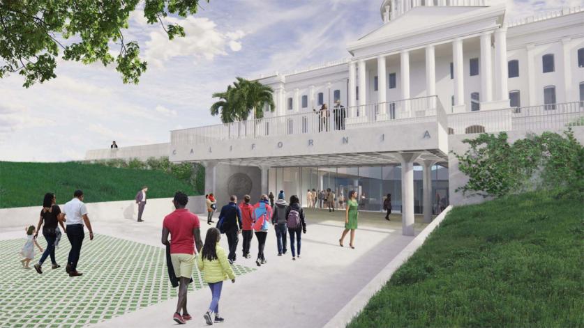 Rendering of proposed Visitors Center Street at California State Capitol Park