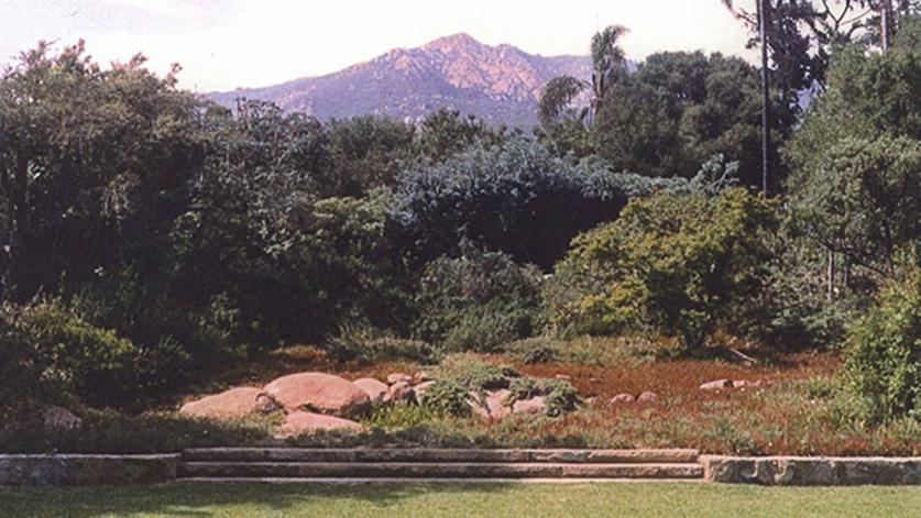 The Lockwood de Forest residence with Santa Ynez Mountains in background, Santa Barbara, CA