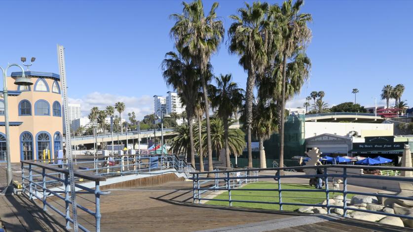 Carousel Park with Santa Monica Pier Bridge in the background, Santa Monica, CA