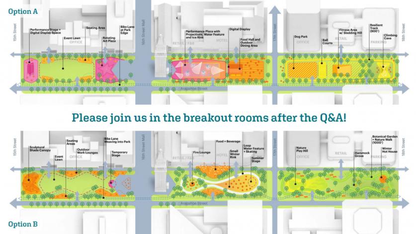 "Skyline Park Improvements" proposal shown during the March 4 Public Workshop