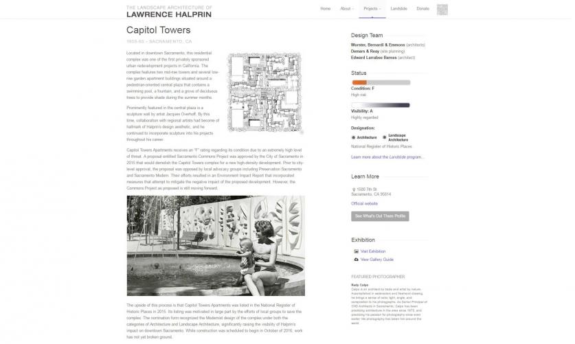 CapitolTowers_comp.jpg Screen shot of The Landscape Architecture of Lawrence Halprin website showing the site rankings for Capitol Towers.