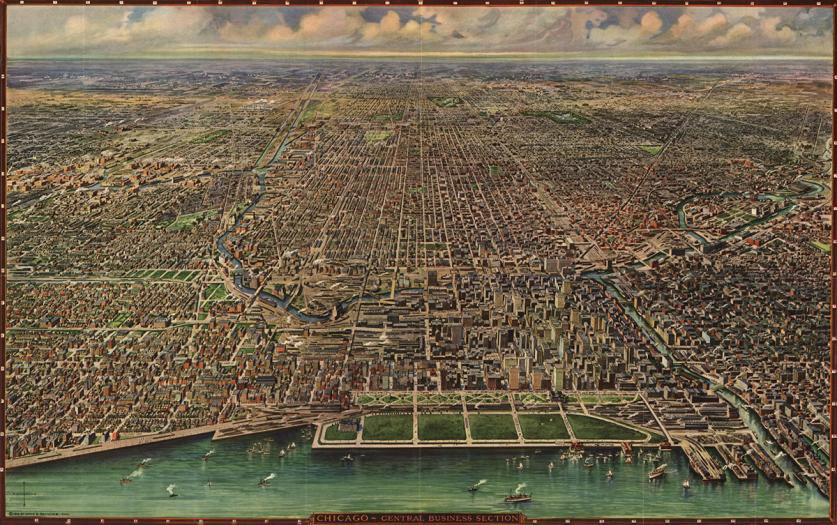 ChicagoCentralBusinessSection_ReinckeArno_1916.jpg View of Chicago.