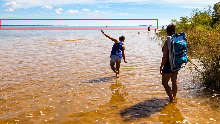 ColonialParkway_viewshedimpact_Barrett Doherty_2017.jpg The James River from College Creek Beach. The red box indicates where the transmission towers would be placed