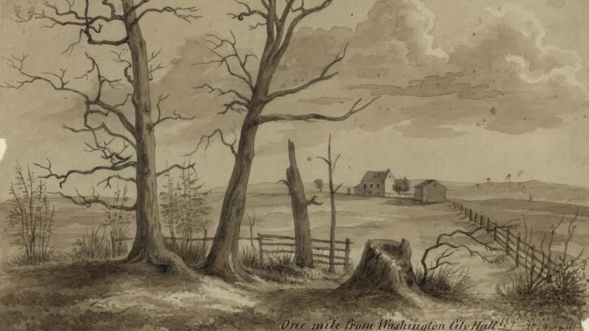 DC_Washington_KimWillliams_Farmstead_OneMileFromDCCityHall.jpg Watercolor sketch by Augustus Kollner, 1839