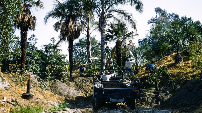Disneyland_adventureland_RuthShellhorn_courtesyKellyComras_1955.jpg Construction of Adventureland, Disneyland, CA