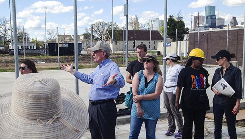 Emancipation Park tour, led by Joe Turner (in blue shirt) - Photo by Charles A. Birnbaum, 2016