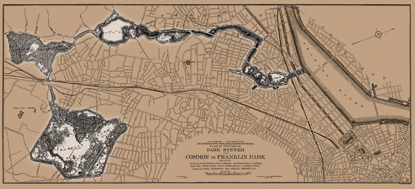 Plan of Portion of Park System from Common to Franklin Park, Boston, MA