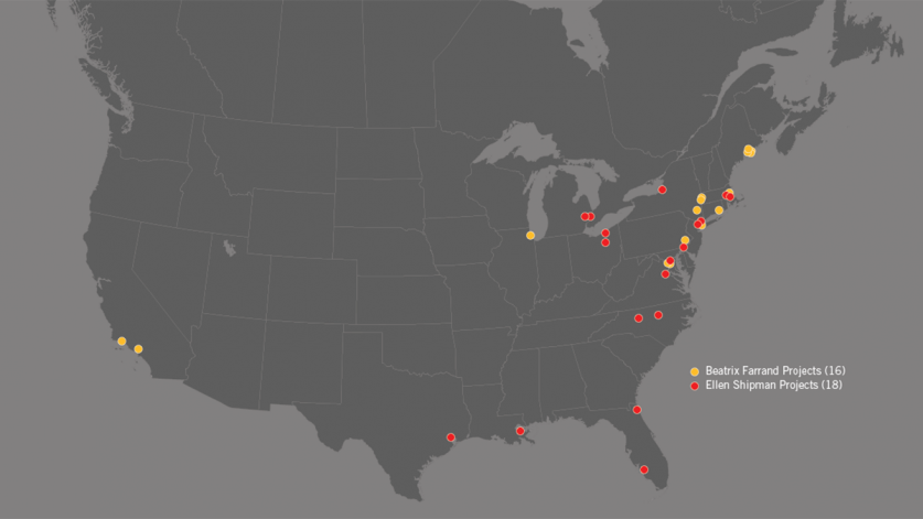 Farrand-Shipman_Project_Map.png Beatrix Farrand and Ellen Shipman projects in the What's Out There database