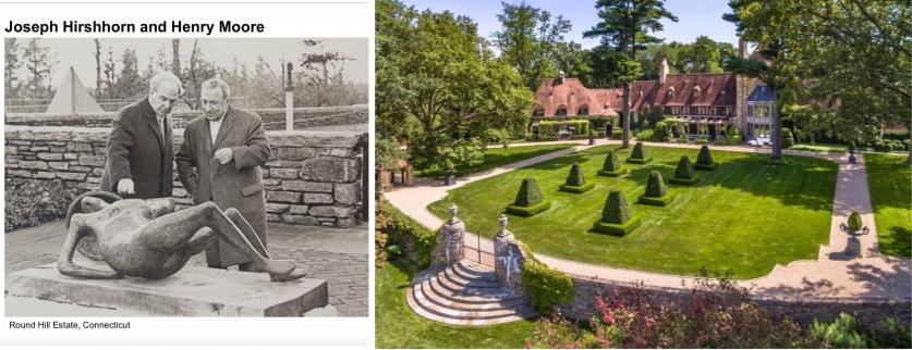 HIRSHHORN AND MOORE - ROUND HILL-sig.jpg Hirshhorn and Moore at Hirshhorn's estate at 30 John Street, Greenwich, CT; the same estate in 2021.