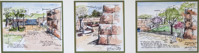Drawings of planting schemes for three portions of the FDR Memorial