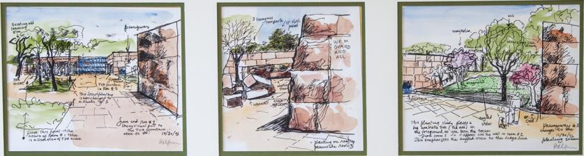 HalprinSketches_sig.jpg Drawings of planting schemes for three portions of the FDR Memorial