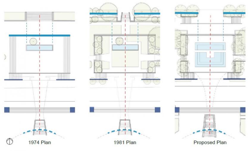 The Sugimoto plan would radically alter the precisely calibrated rectangular pool and increase paved surface area.