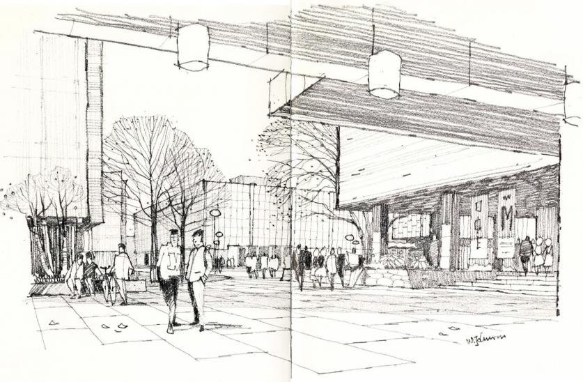 Johnson-UMichigan_CentralCampus_sketch.jpg University of Michigan Central Campus Expansion Plan perspective.