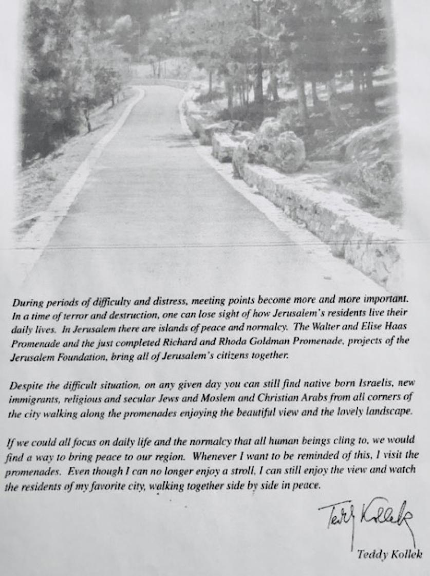 LetterFromTeddyKollek01_inline.jpg Letter from Teddy Kollek, Jerusalem's mayor 1965-1993, ca. 2002