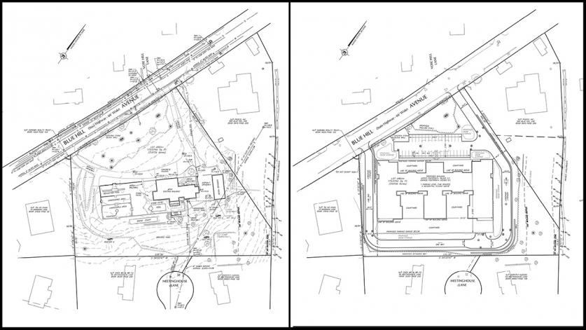 (left to right) McGinley Garden present and proposed site plans