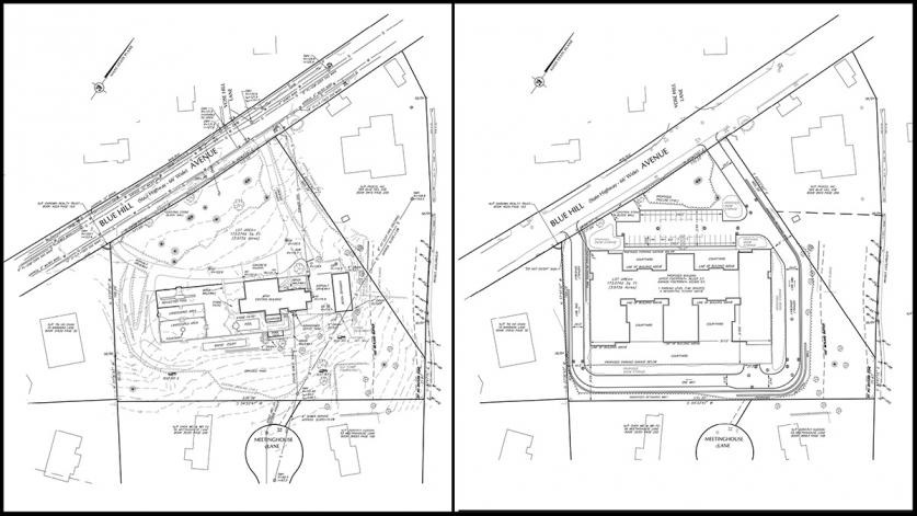 MA_Milton_McGinleyGarden_Present-ProposedSitePlans_sig_005.jpg (left to right) McGinley Garden present and proposed site plans
