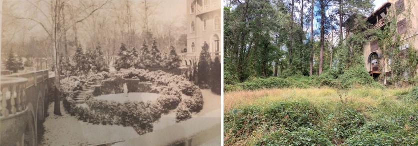 MD_ForestGlen_NationalParkSeminary_VillaGarden.jpg Villa Garden at National Park Seminary, Forest Glen, MD, 1920s (left), 2019 (right).