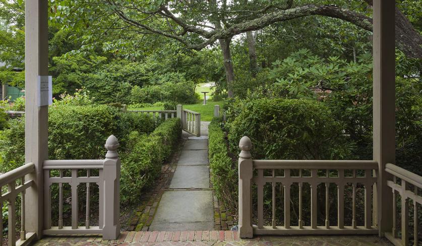 A view of the Entrance Garden, Garland Farm in Bar Harbor, Maine