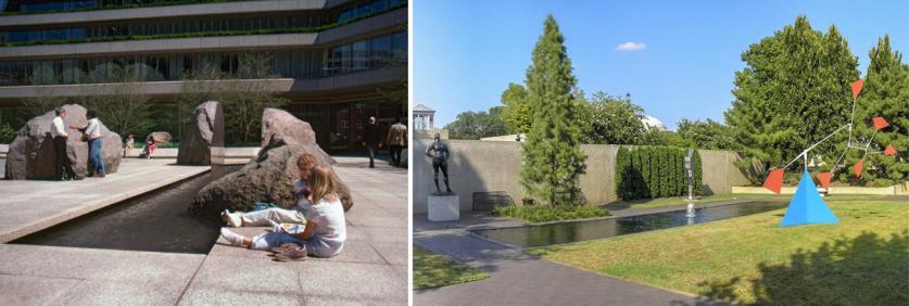 (left) MARABAR installation at the National Geographic Society Headquarters, Washington, D.C.; (right) Hirshhorn Sculpture Garden, Washington, D.C.