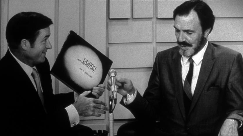 McHarg-Ian and Mike Douglas_ 1969_courtesyArchArchivesUPenn.jpg Ian McHarg being interviewed by Mike Douglas