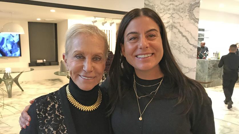 Meryl Meltzer (l) and Heather Morgan at the launch party for "Shaping the Post War Landscape" at ABC Stone, New York, NY, 2019.