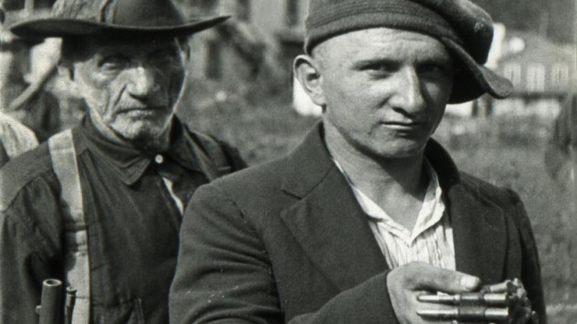 Miners surrendering ammunition after the Battle of Blair Mountain