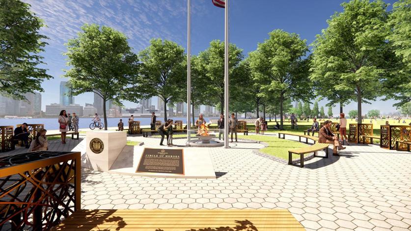 NY_NYC_RockefellerPark-EssentialWorkersMonument_renderings_003_sig.jpg Rendering of Essential Workers Monument proposed for Rockefeller Park in New York, NY