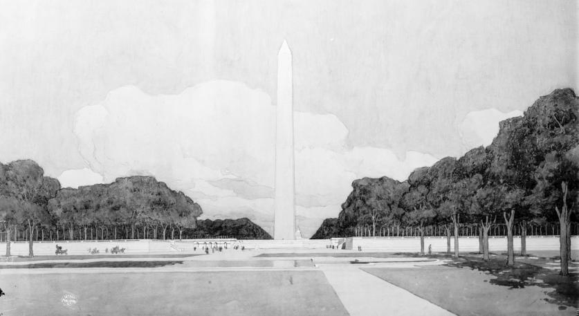 NationalMall_rendering_feature_DetroitPublishingCo_c1906.jpg Sketch of proposed National Mall design, circa 1906