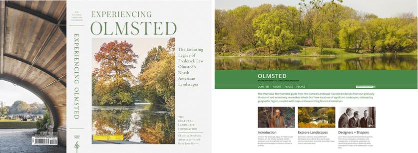 Olmsted-BookAndLandingPage_01.jpg Experiencing Olmsted (left); landing page for the What's Out There Olmsted digital guide (right)