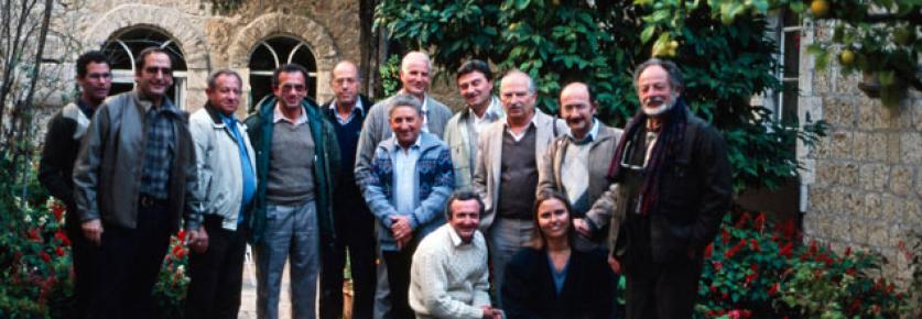 TeamattheAmericanColony_Banner_Aronson.jpg Haas Promenade design and construction team, including Larry Halprin (far right) and Shlomo Aronson (second from left).