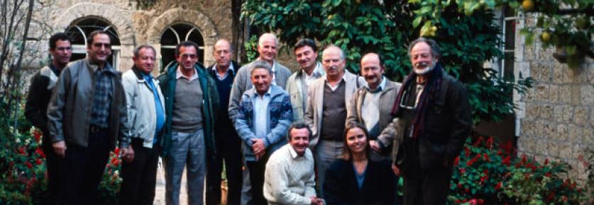 Haas Promenade design and construction team, including Larry Halprin (far right) and Shlomo Aronson (second from left).