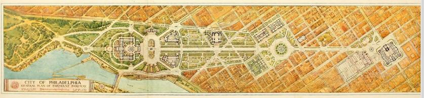 City of Philadelphia: General Plan of Fairmount Parkway, 1919, Jacques Gréber