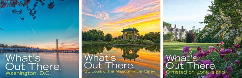 Washington, D.C., St. Louis & the Missouri River Valley, and Olmsted on Long Island guidebook covers