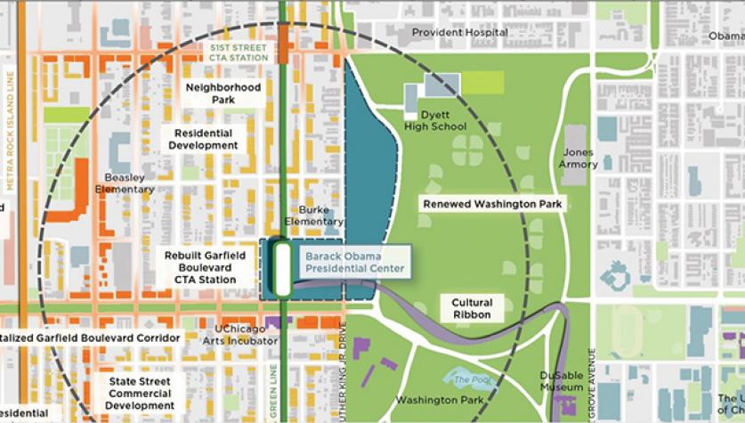 Detail of the proposed site at Washington Park for the Obama Presidential Library