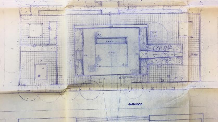 The plan of the redesigned Hirshhorn Sculpture Garden by Lester Collins