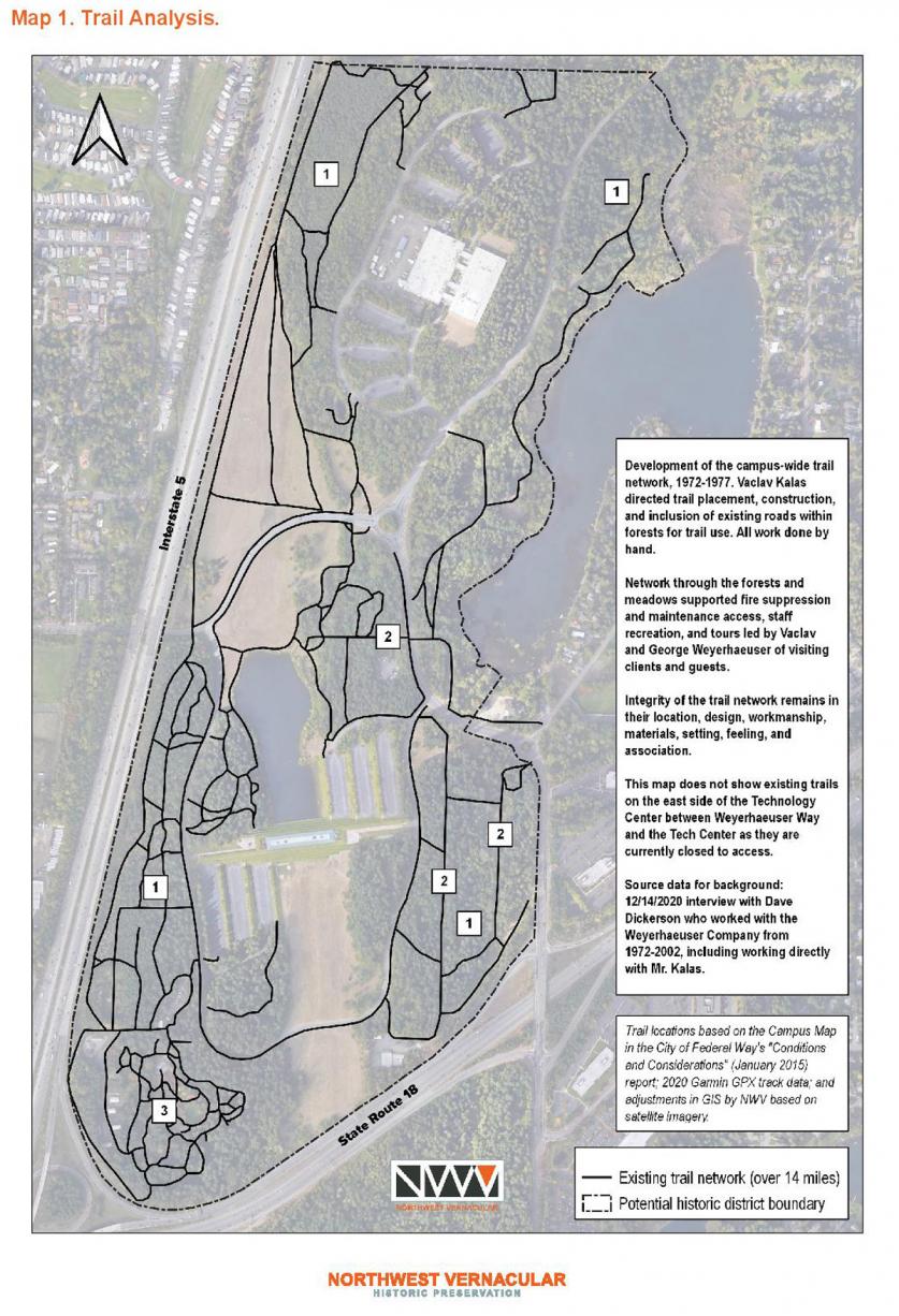 Analysis of Trails on the historic Weyerhaeuser campus