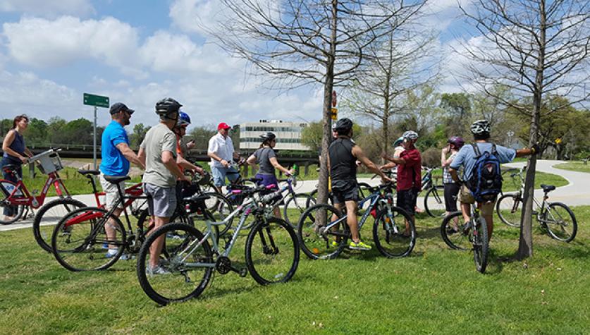 WhiteOakBayouTour.jpg Bicycle tour of White Oak Bayou Greenway - Photo courtesy Catherine Butsch, 2016
