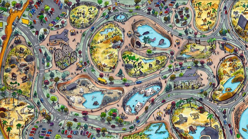 Zoo_Mazescapes.jpg "Zoo" illustration by Roxie Munro from "Mazescapes" (North-South, Chronicle Books, 2005)