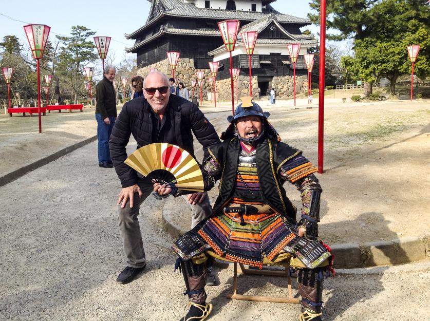 matsue castle.jpg Foreground: TCLF Stewardship Council Member Raymond Jungles and friend at Matsue Castle. Background, left: Rob Haimes and TCLF Board Co-Chair Joan Shafran.