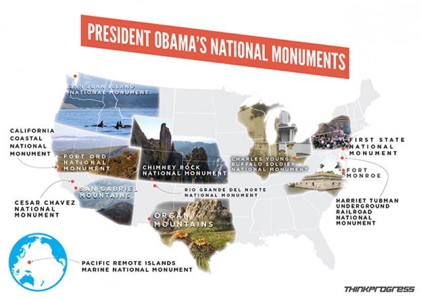 The 13 National Monuments designated by President Obama