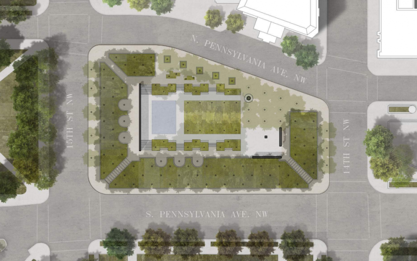 "Scrim and Green" proposal for Pershing Park, Washington, DC