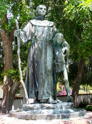 Serra and Indian Boy, by Sally Farnham, 1925, at Mission San Fernando