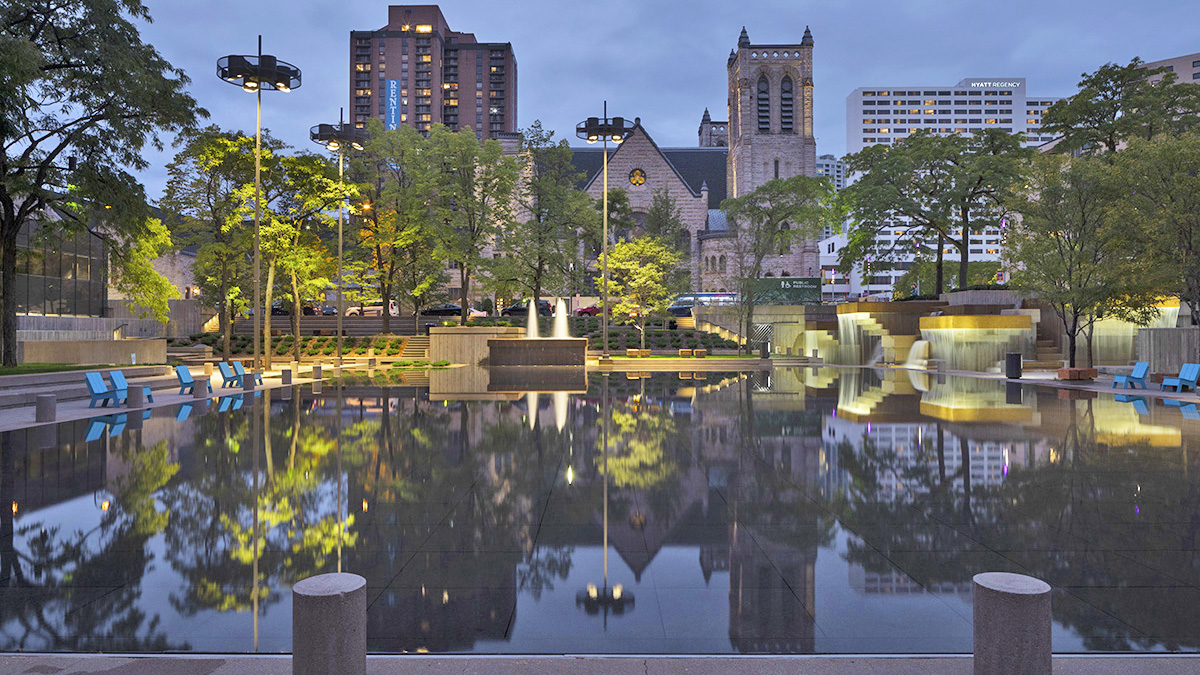 The rehabilitated Peavey Plaza, Minneapolis, MN